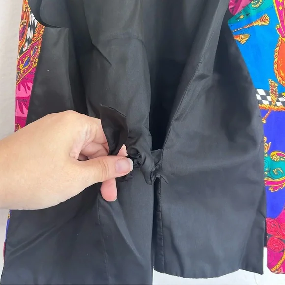 Georgiou Vintage 1980s Sz 4 Multicolor 100% Silk Vest Gold Buttons Adjustable - Picture 6 of 8